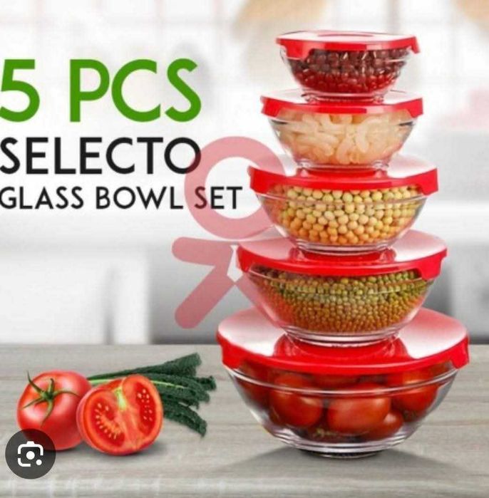 Тенджери 5 броя + 5 броя стъклени купи