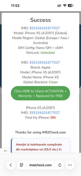 iPhone XS - Defect / Pentru piese sau reparat (baterie si display)