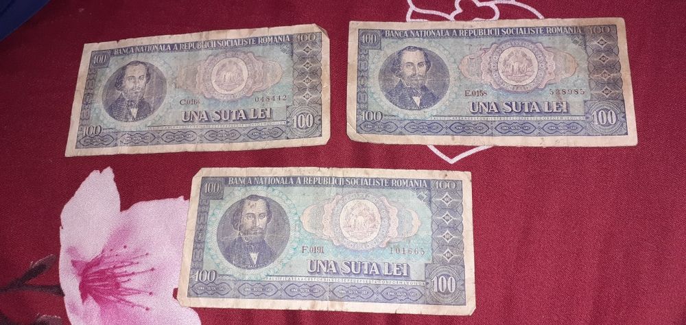 Bancnote vechi de 100 de lei cu Nicolae Balcescu