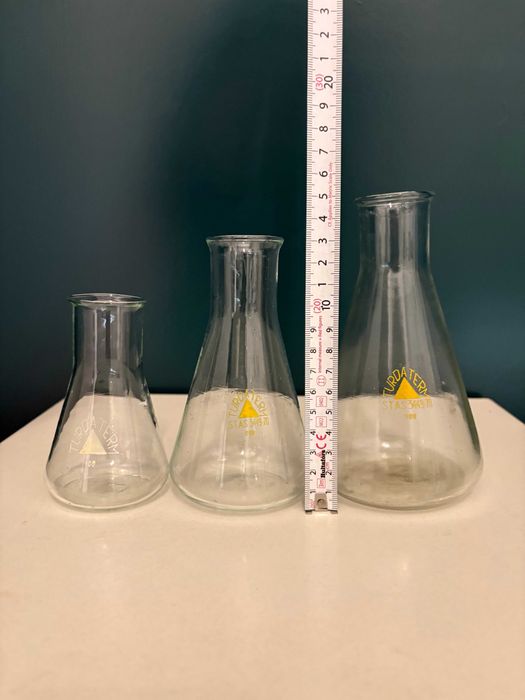 Recipiente laborator TUDATERM sticlă borosilicat, rare, anii 1950