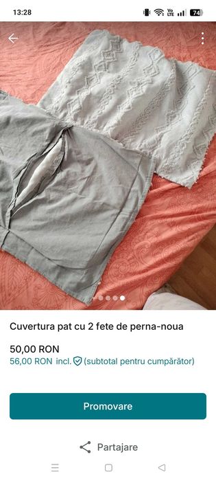 Vând cuvertura + 2 fete perna