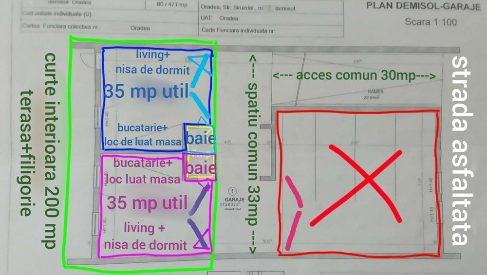 Vand apartament 1 camera bloc nou Cantemir, demisol inalt cu geamuri