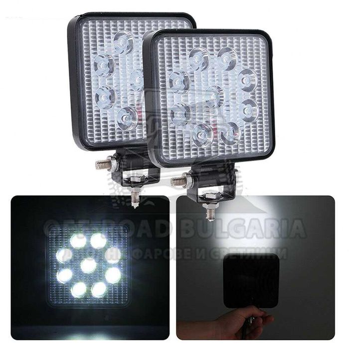 10 БРОЯ 27W Квадратни Диодни Фарове за джипове трактори мотокари