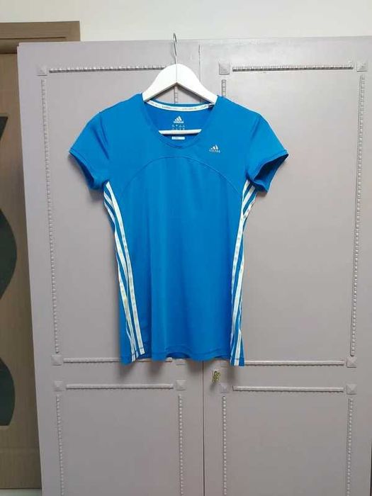 Lot 2 tricouri Adidas fitness, mărimea S, culori turcoaz și albastru