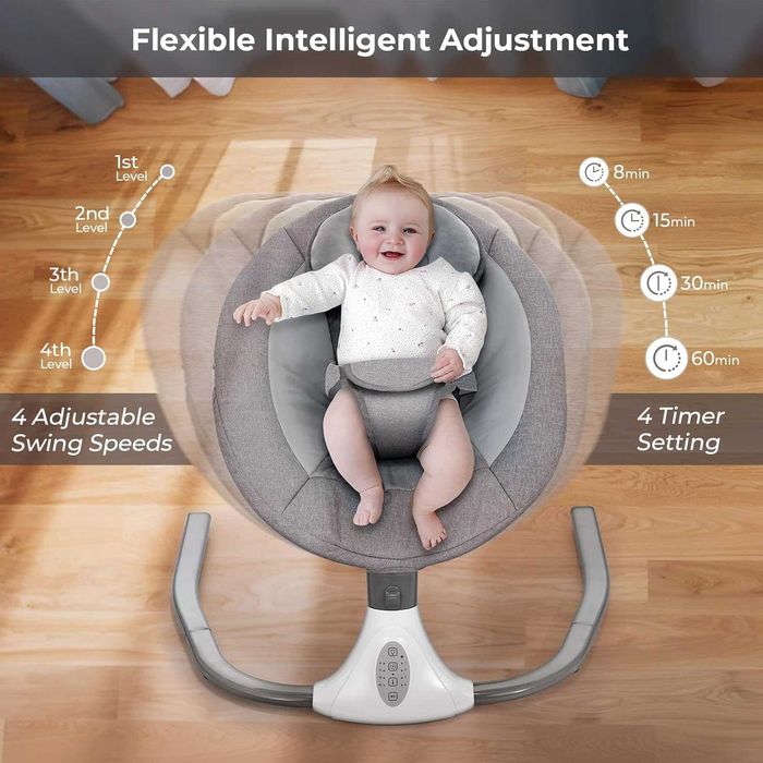 Бебешки стол-люлка с дистанционно управление, 5 скорости, 4 таймера