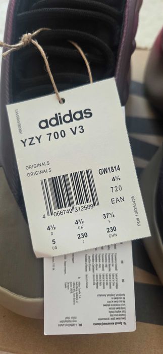 Adidas Yeezy 700 V3,originali,marimea 37 1/3,culoare roz cu gri,noi,cu eticheta