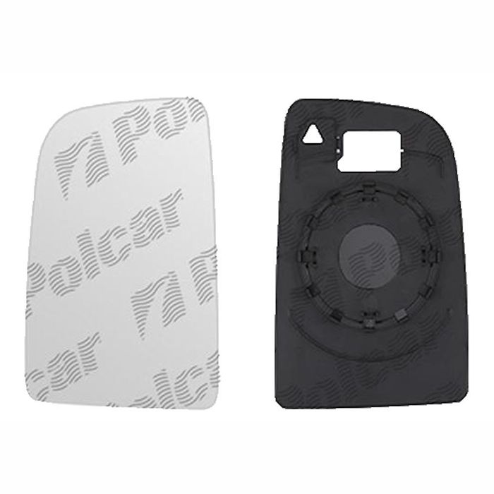 Geam oglinda exterioara cu suport fixare Mercedes Sprinter 209-524, 07.2006-06.2018, Vw Crafter (2e), 12.2005-04.2017, partea Stanga, sticla convexa; superior; pentru oglinzi fara detectie unghi mort, doar