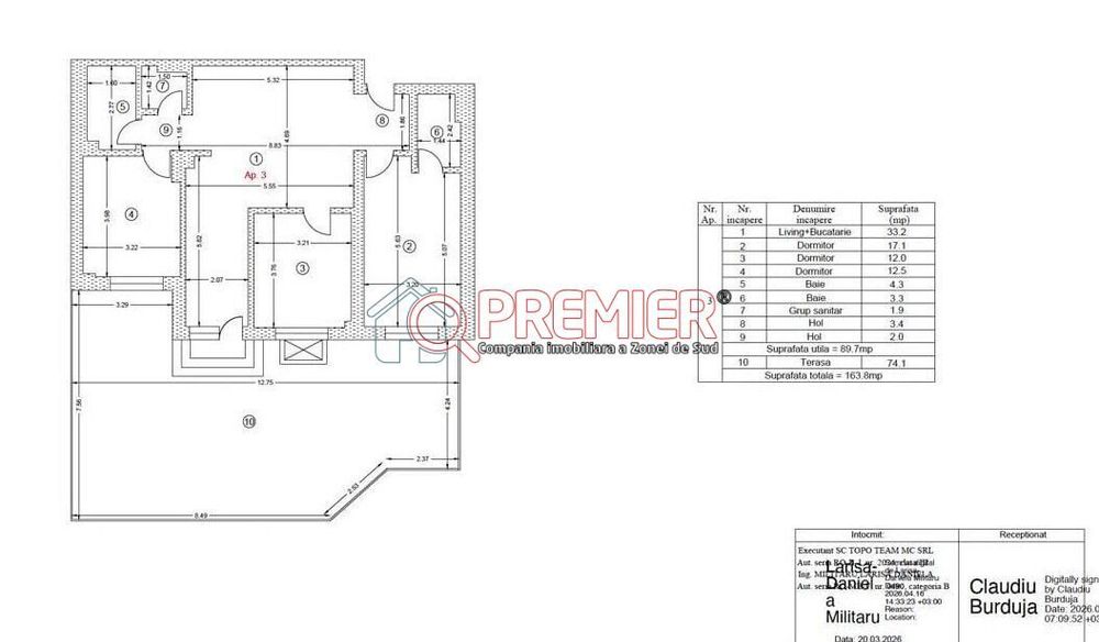 4 camere premium si curte 74mp - Metrou Berceni
