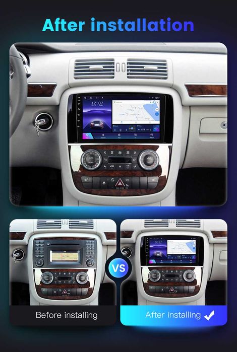Navigatie Android 14 Mercedes R300 2007 - 2011 1/8 Gb CarPlay +CAMERA