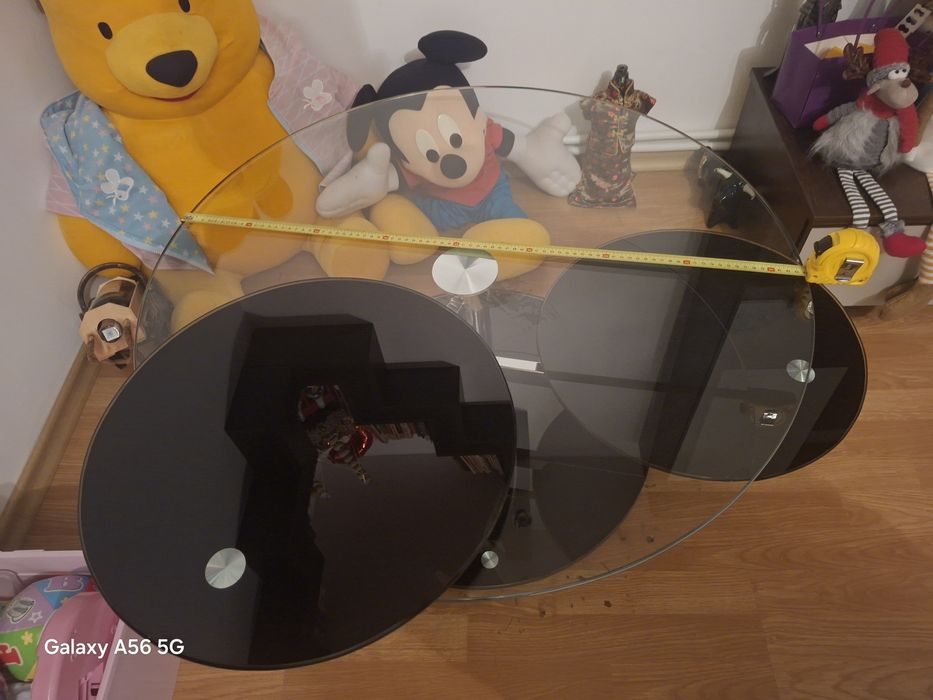 Masa sticla Living   + 2 tamburele