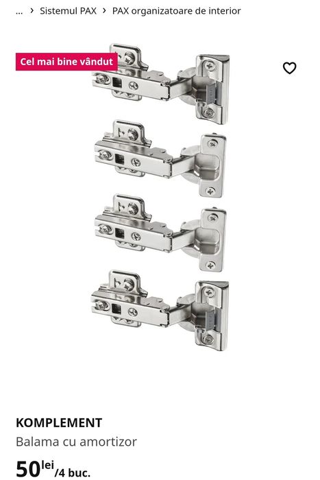 Ușa nouă Pax Ikea 25 cm Forsand + balamale