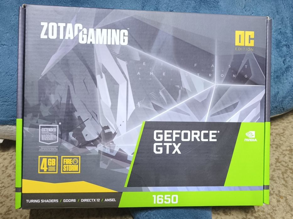 Zotac Gaming GTX 1650 GDDR6. Идеал, 49 градусов, коробка есть