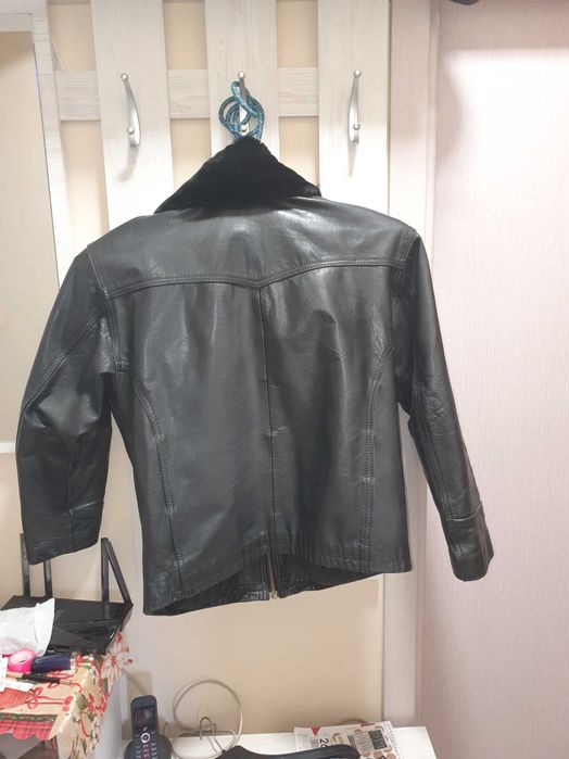 Мъжко кожено черно яке от естествена кожа- телешки бокс xl