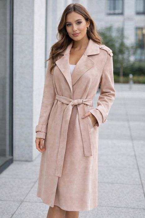 Trench - palton subtire piele intoarsa roz pal Primark