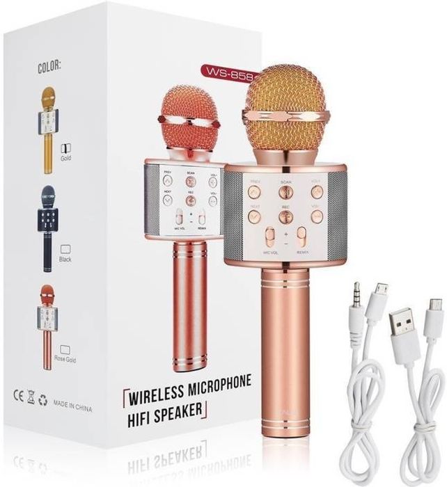 Безжичен караоке микрофон с светлини WS-858