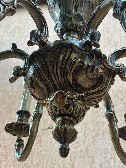Lustră/ candelabru din bronz masiv 6 brațe – model clasic, elegant