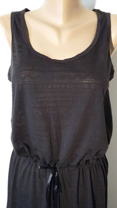 Rochie MAXI neagra semitransparenta Etno snur satin bumbac fin elastic