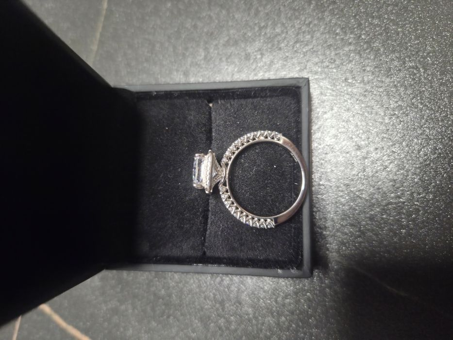 Inel Argint Jeulia Classic Radiant Cut Sterling Silver Engagement Ring