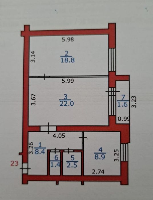 2х комн квартира 62 кв.м.