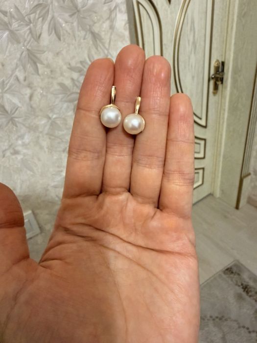 Золотые серьги с жемчугом СССР