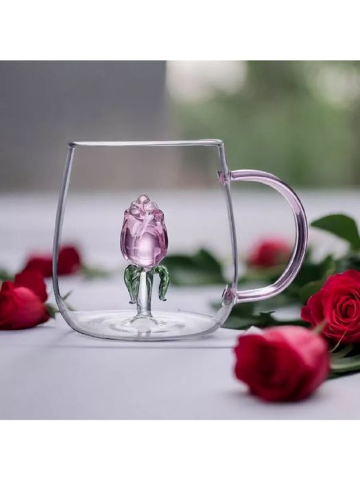 Чаша с роза 3D декорация