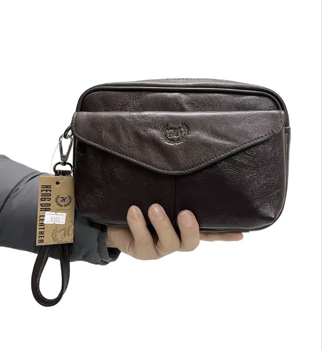 Мъжки ръчни чантички тип Борсета/Модерни и красиви-кафява естест. кожа