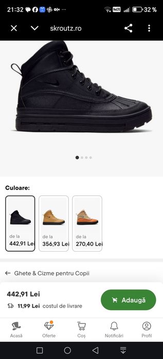 Nike Ghete Copii Negre Woodside 2 nr 38.6 / 24 cm