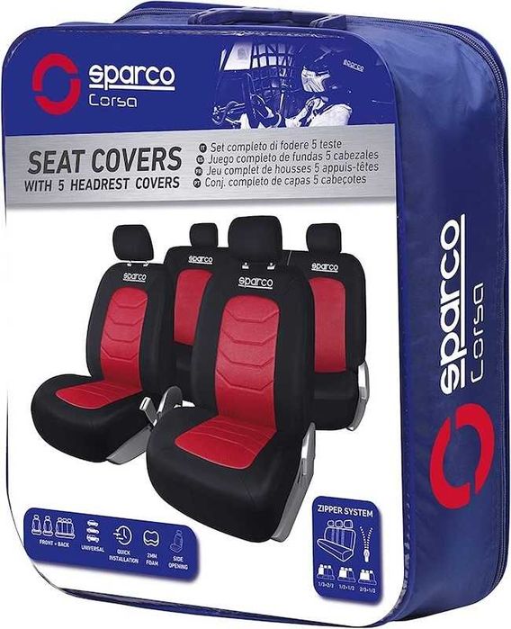 Универсална тапицерия Sparco от 9 части - Черно/Червено