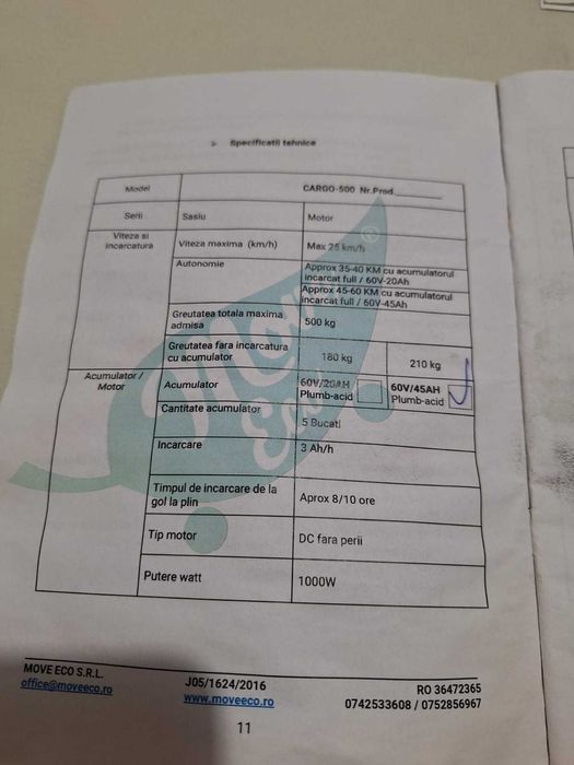 Triciclu electric Cargo 500 EEC