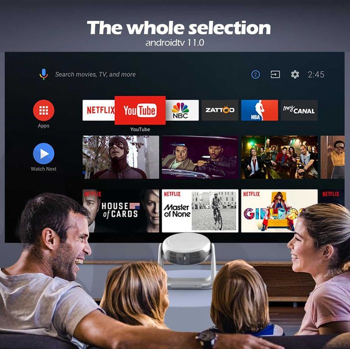 Нов, пълен комплект с мека чанта 4K проектор с батерия и Андроид EUARY