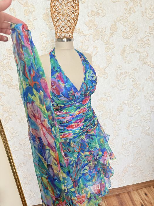 Rochie din matase naturala cu esarfa inclusa