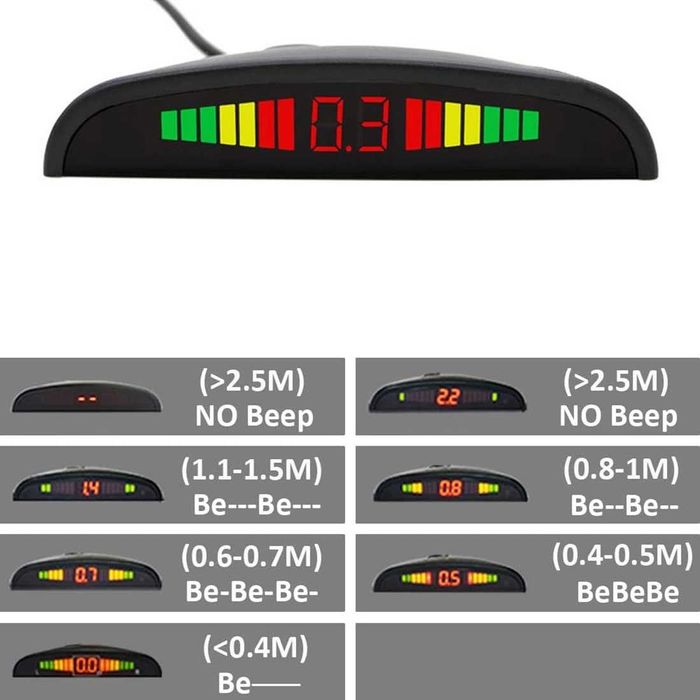 Парктроник с LED SLIM Display и звукова сигнализация - Бял