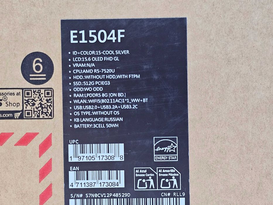 ПРОДАМ Asus VivoBook 15 Ноутбук Ryzen™5-7520U/8GB/512SSD/15.6"OLEDFHD