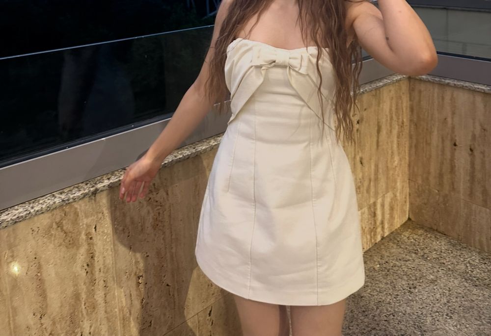 Мръснобяла/Екрю къса рокля Zara/Зара, размер ХС