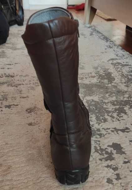 Дамски боти, тъмнокафяви, естествена кожа, 37