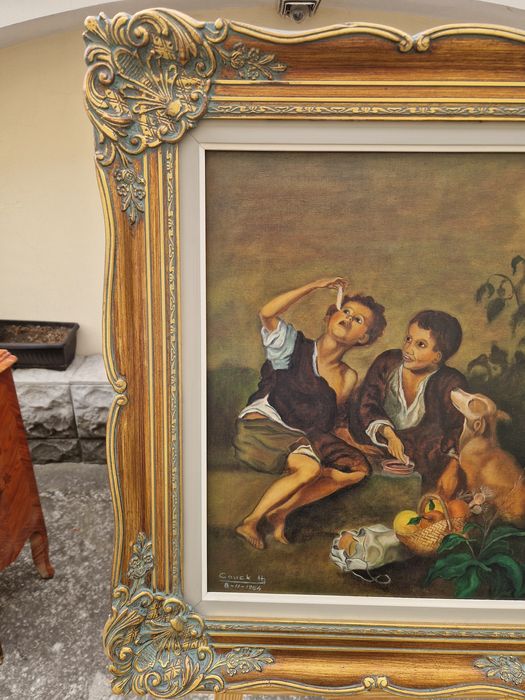 Превъзходна антикварна белгийска авторска картина масло върху платно