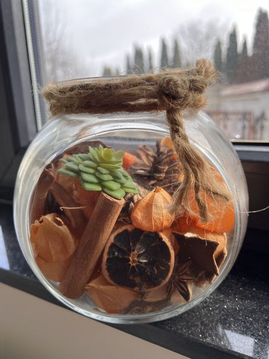 Obiect decor sticla cu mirodenii parfumate