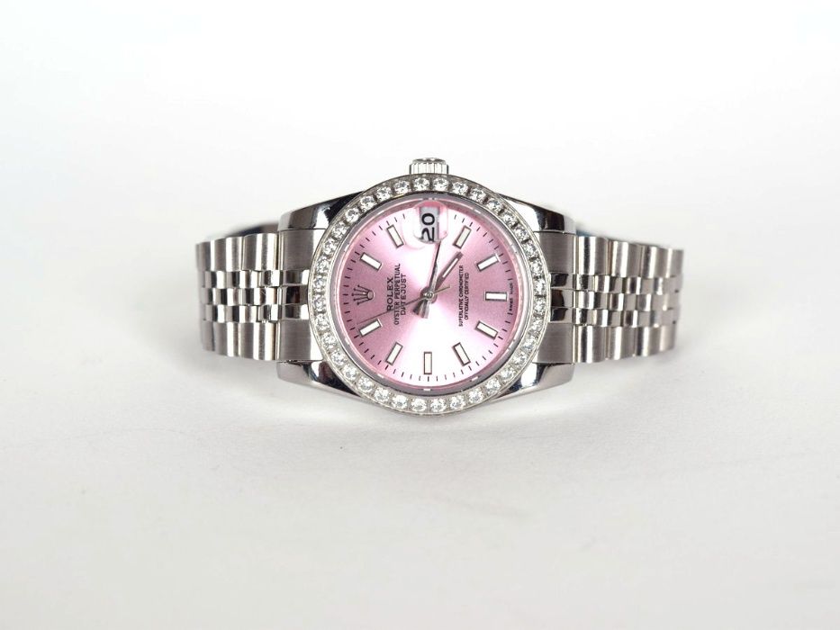 Rolex Datejust Pink Dial Diamond Bezel Часовник