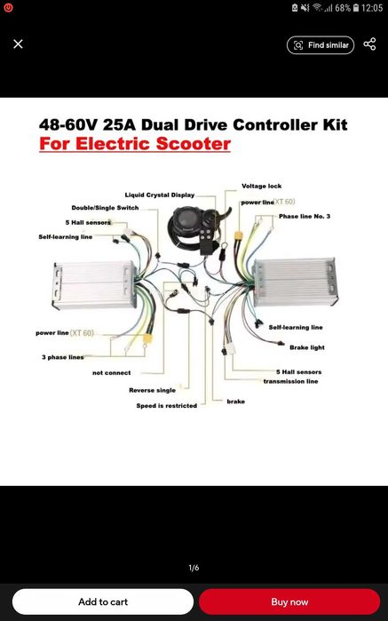 Controllere+display NOI  2 motoare 48-60V/25A