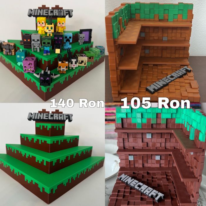 Box / Suport / Stand MINECRAFT pentru figurine Kinder Joy