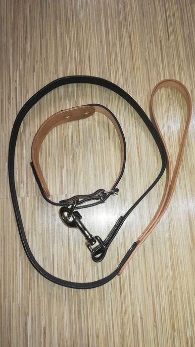 Комплект кожени нашийник и повод за куче - Roff