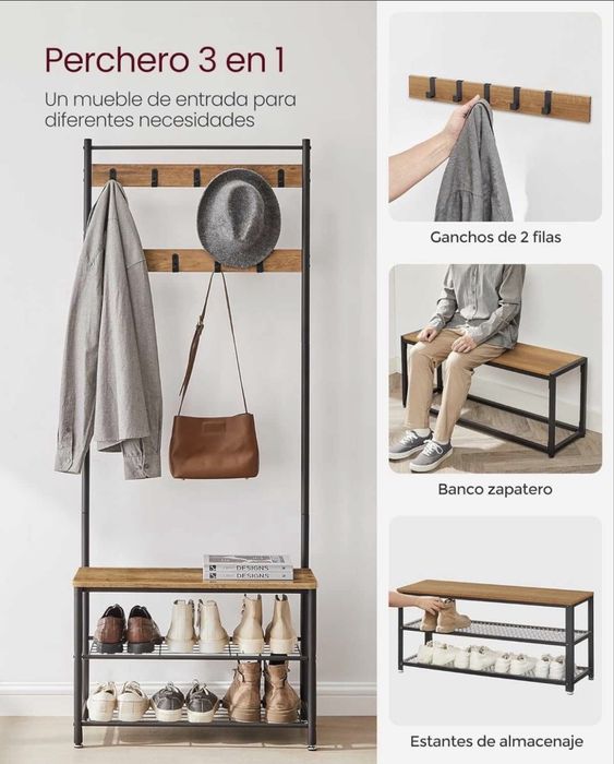 Cuier multifunctional Vasagle dimensiuni 70x32x175 cm