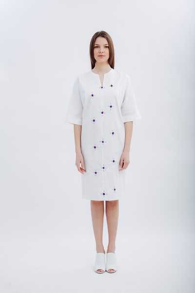 Rochie alba cu broderie manuala, Nicoleta Obis, marimea M, noua