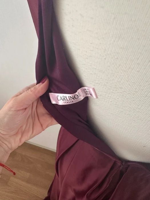 Made in Italy Rochie lungă maxi cu pliuri burgundi pruna