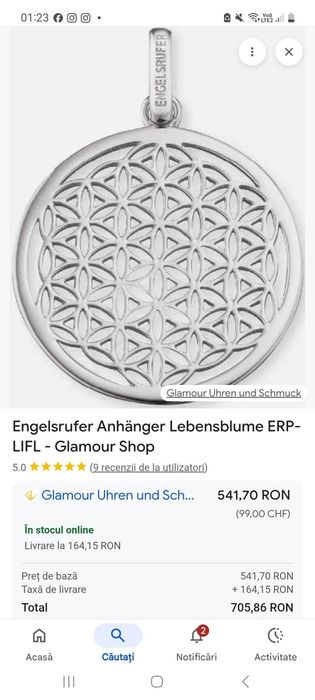 Lanț cu medalion(argint) Floarea vieții