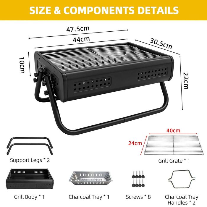 Преносима сгъваема скара барбекю на дървени въглища