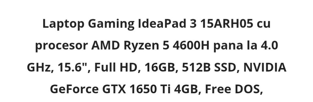Laptopul Lenovo IdeaPad Gaming 3 15ARH05