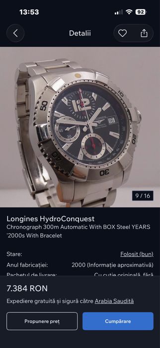 Longines Hydro Conquest chronograph 300 m