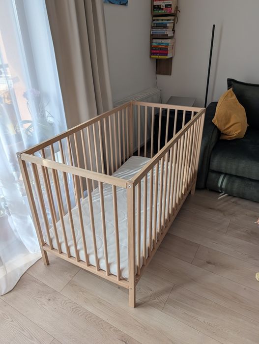 Pătut bebe Ikea Sniglar + saltea spuma 60x120
