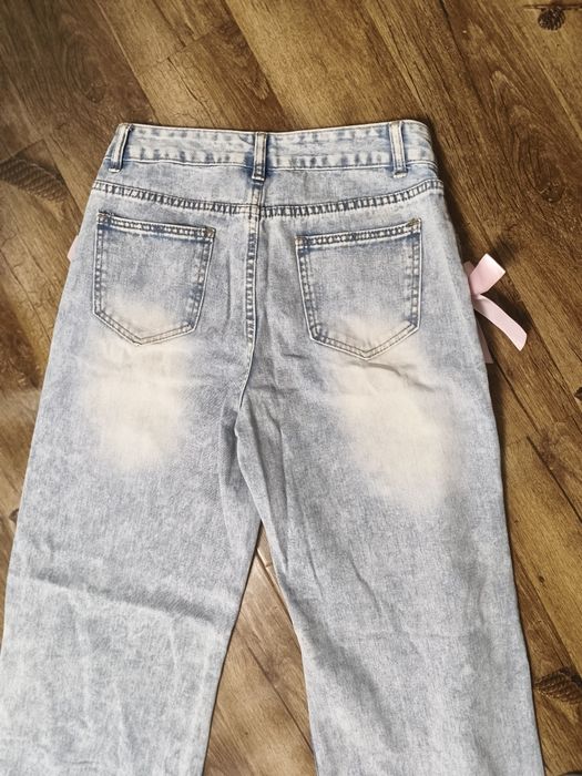 Blugi wide leg tall mărime xs cu fundiță roz